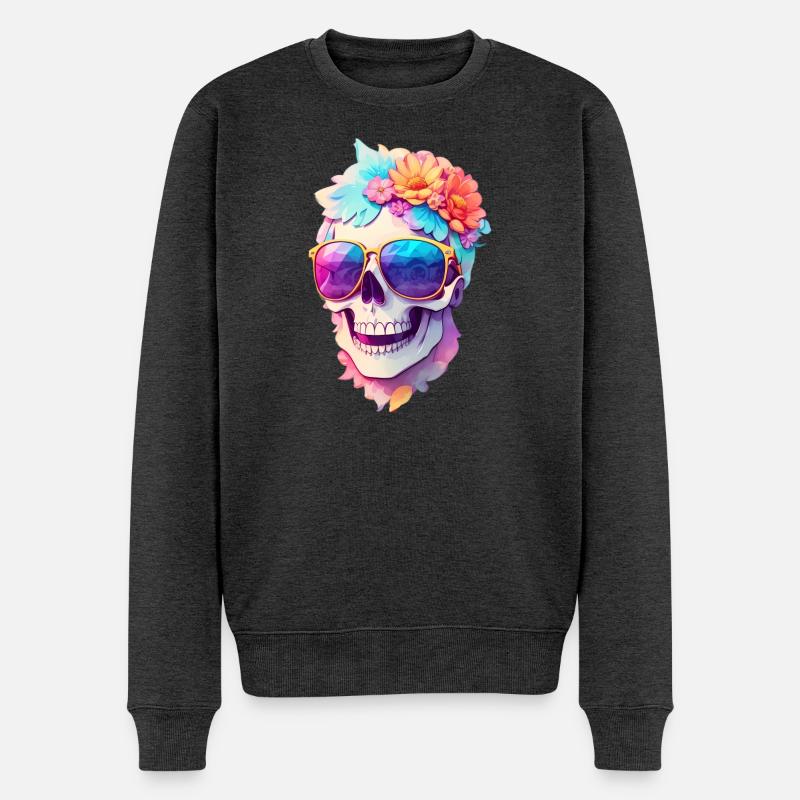 Totenkopf - Männer Premium Bio Pullover - Anthrazit meliert