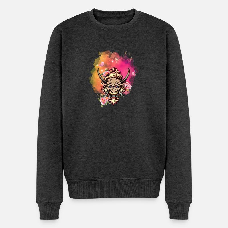 Wütendes Drachengesicht - Männer Premium Bio Pullover - Anthrazit meliert