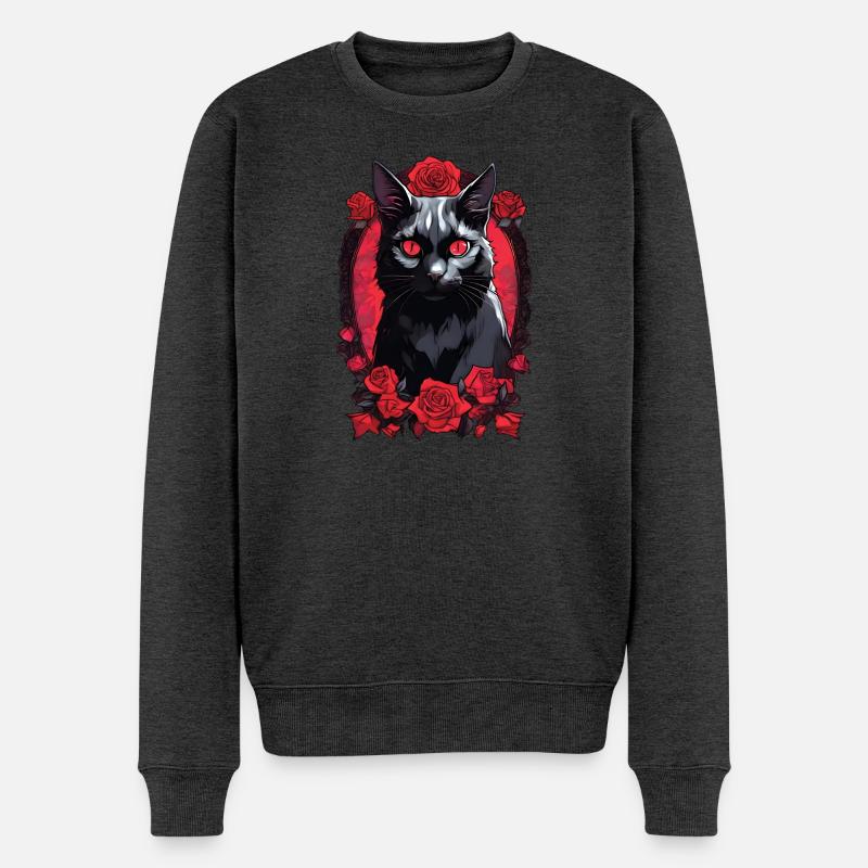 Portrait Gotique De Chat Noir - Pull Premium bio Homme - anthracite chiné