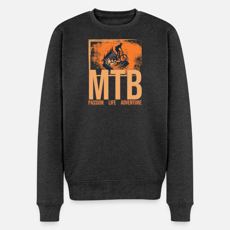 MTB - Adventure - Life - Passion - Männer Premium Bio Pullover - Anthrazit meliert