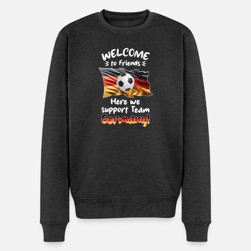 Willkommen Freunde - Wir supporten unser Team GER. - Männer Premium Bio Pullover - Anthrazit meliert