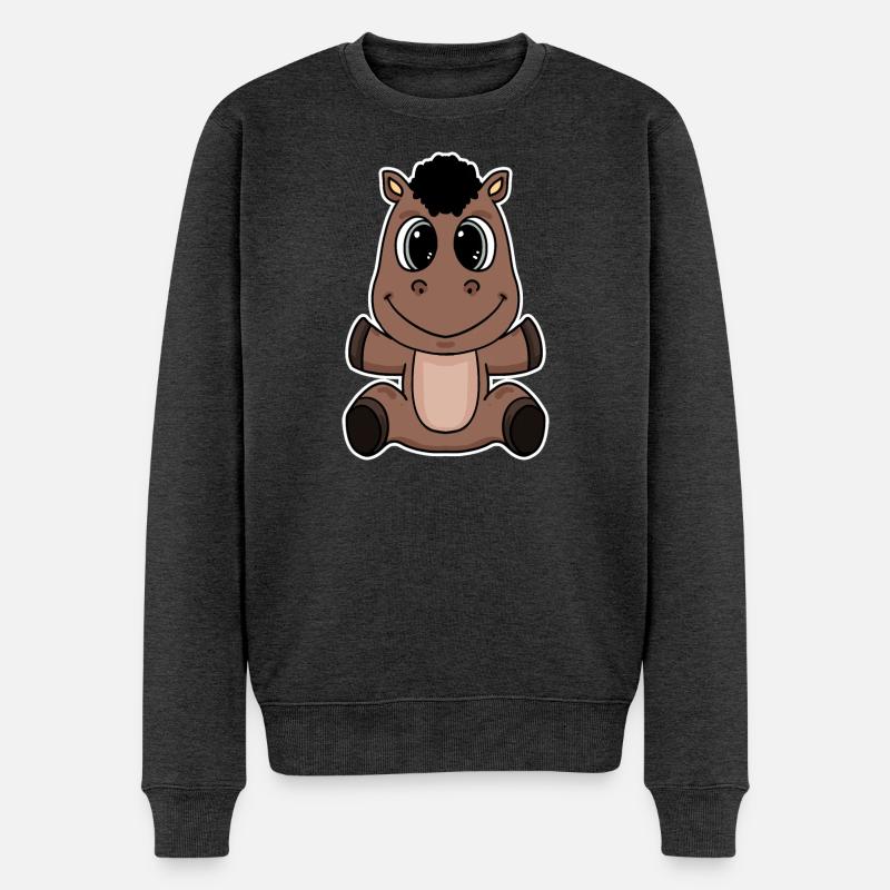 Pferd - Männer Premium Bio Pullover - Anthrazit meliert