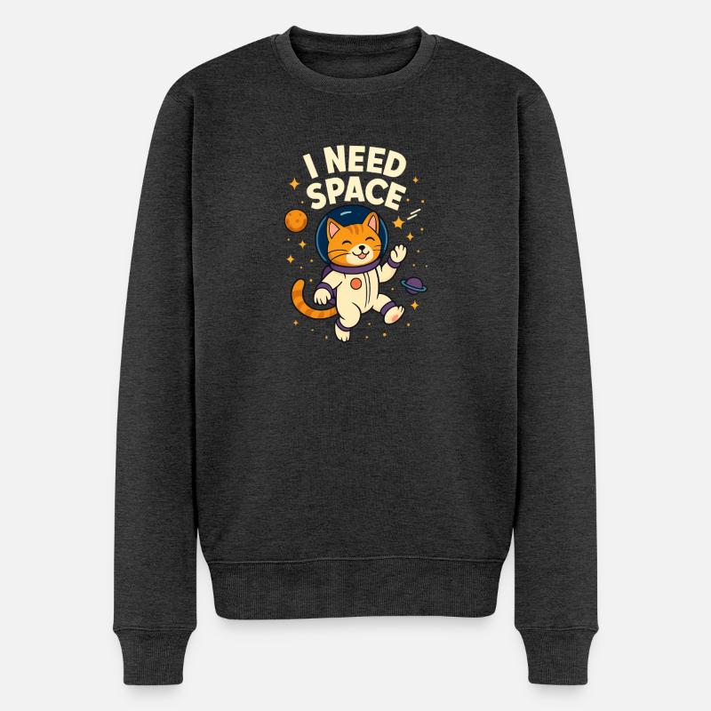 Mignon chat astronaute de l’espace - Pull Premium bio Homme - anthracite chiné