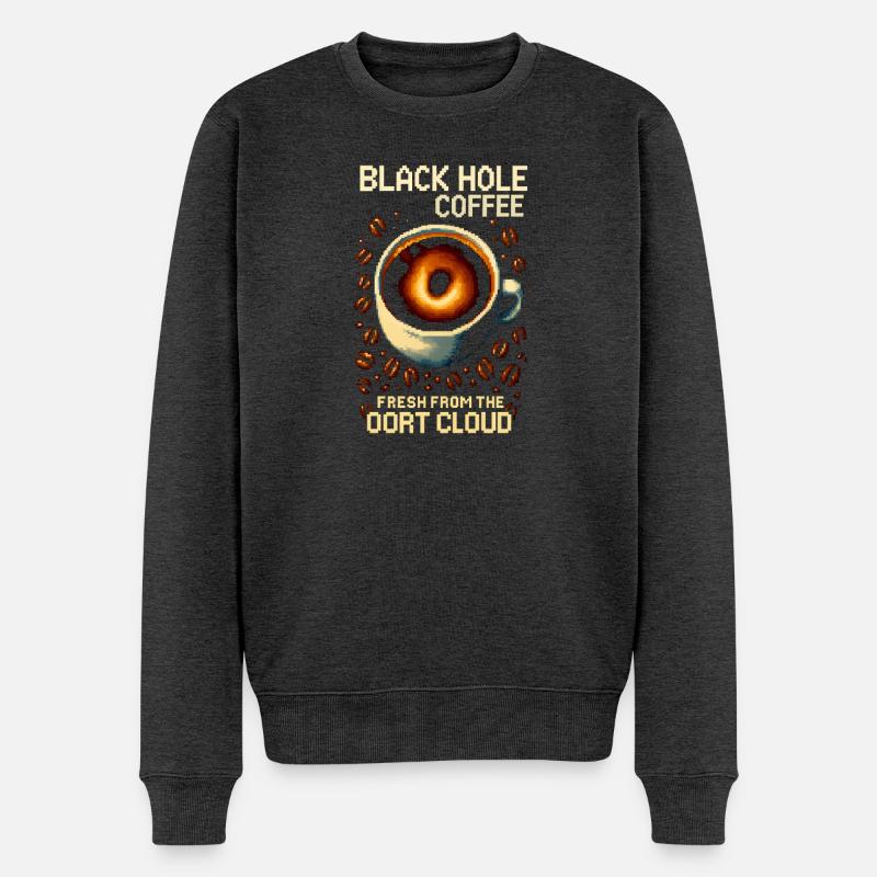 Black Hole Coffee Pixel Roast - Männer Premium Bio Pullover - Anthrazit meliert