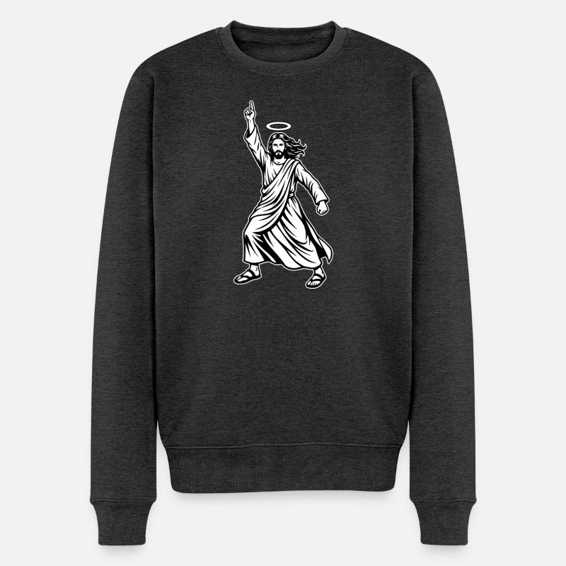 Dancing Jesus - Mème disco drôle - Pull Premium bio Homme - anthracite chiné