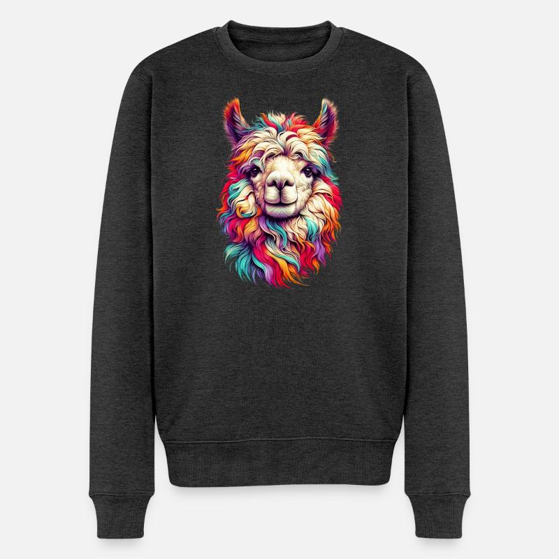 Alpaka - Männer Premium Bio Pullover - Anthrazit meliert