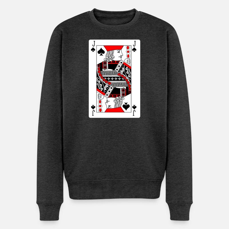 Carte à jouer valet de pique - Pull Premium bio Homme - anthracite chiné