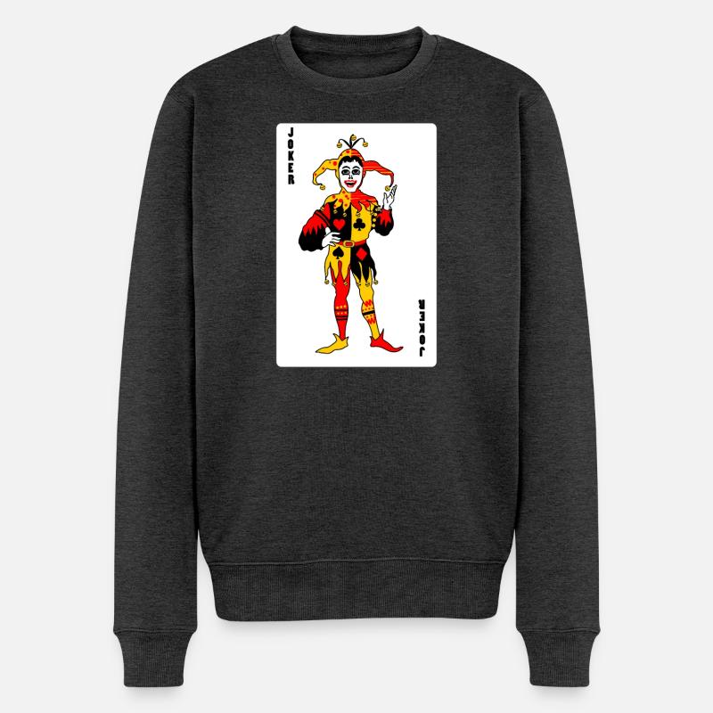 Spielkarte Joker Farbe - Männer Premium Bio Pullover - Anthrazit meliert