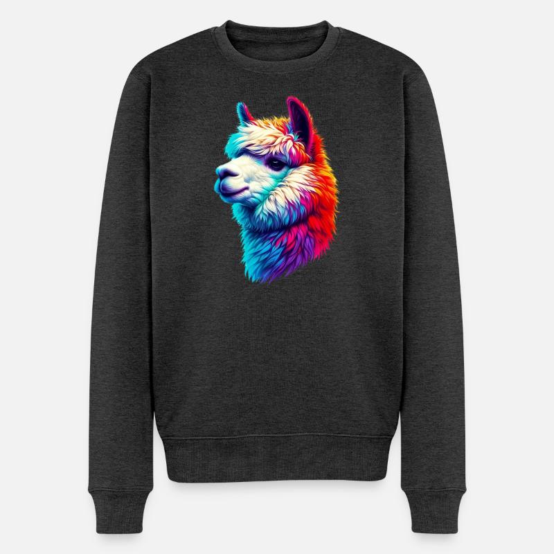 Alpaka - Männer Premium Bio Pullover - Anthrazit meliert