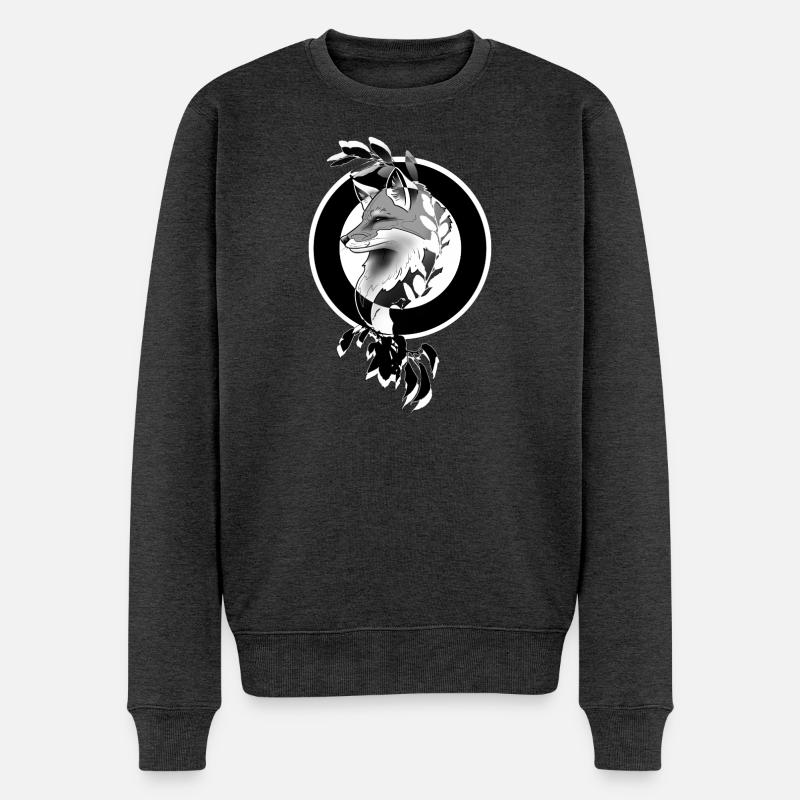 Mondkreis Fuchs - Männer Premium Bio Pullover - Anthrazit meliert