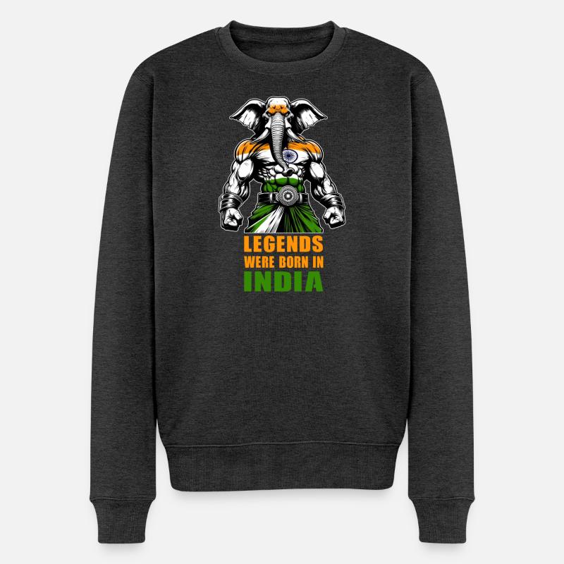 Indien Elefanten Legenden Design - Männer Premium Bio Pullover - Anthrazit meliert