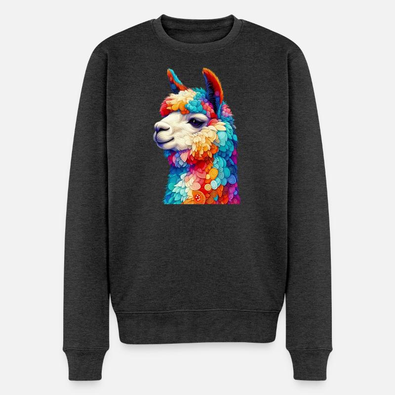 Alpaka - Männer Premium Bio Pullover - Anthrazit meliert