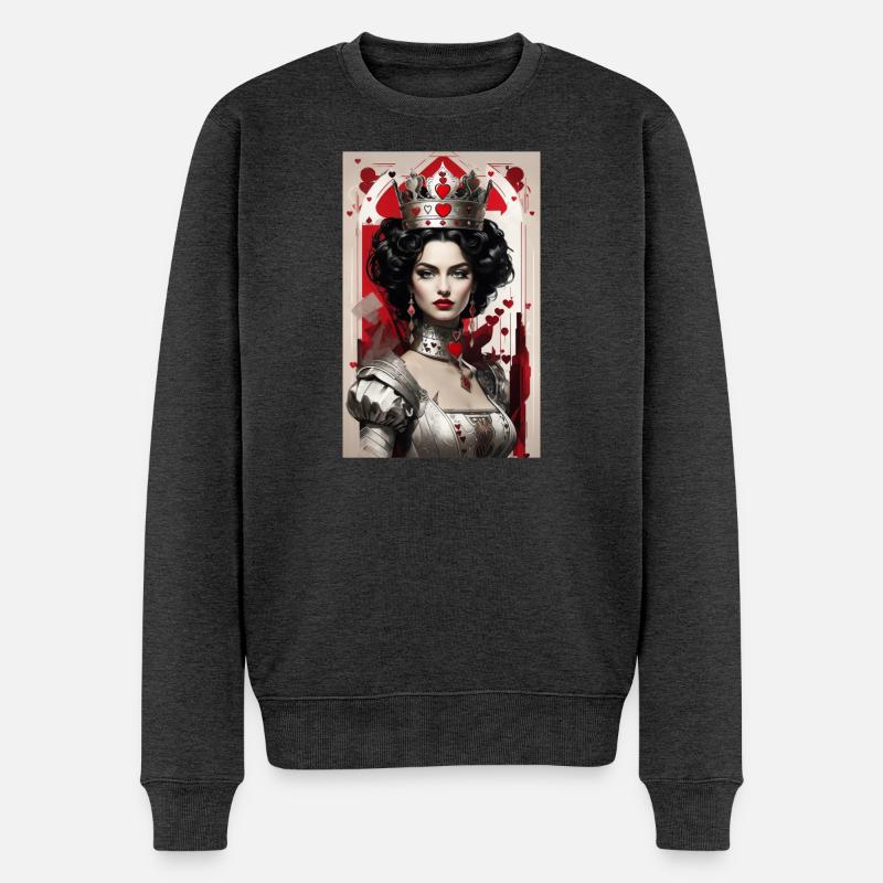 Fantasy-Cyberpunk der Königin der Herzen III - Männer Premium Bio Pullover - Anthrazit meliert