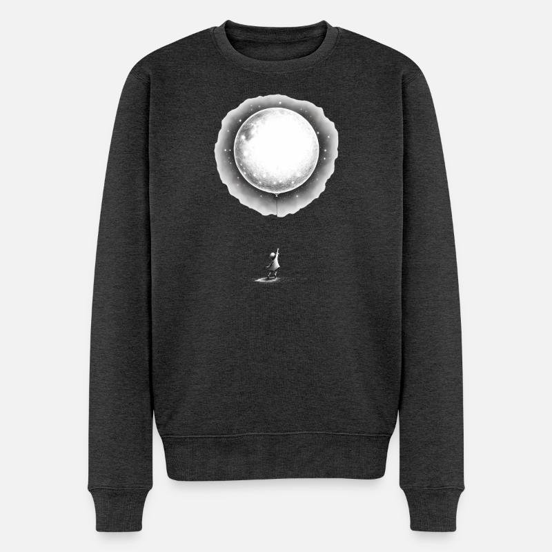 Kind mit Mond Ballon - Männer Premium Bio Pullover - Anthrazit meliert