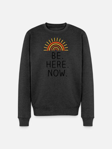 Be Here Now dreifarbig - Männer Premium Bio Pullover - Anthrazit meliert