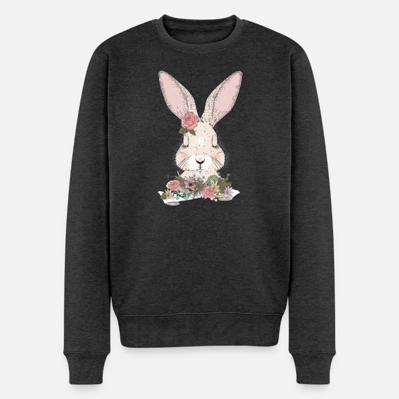 lapin de rêve avec ornement floral - Pull Premium bio Homme - anthracite chiné