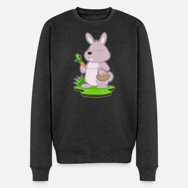 Hase Karotte Korb - Männer Premium Bio Pullover - Anthrazit meliert