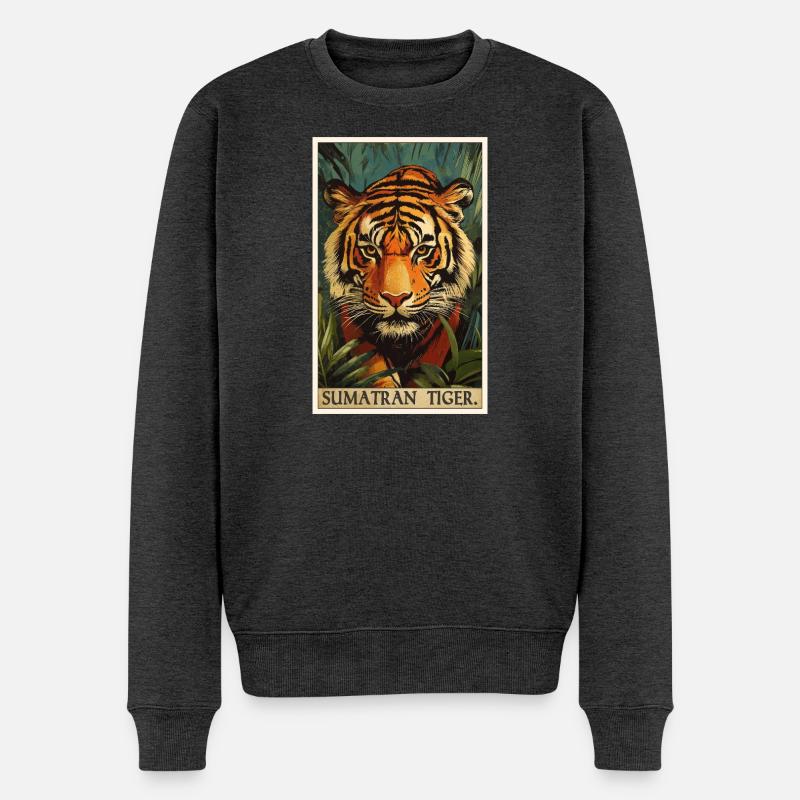 Tigre de Sumatra - Pull Premium bio Homme - anthracite chiné