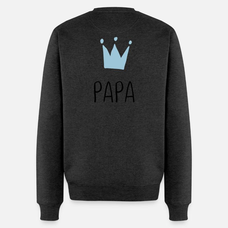 Papa Krone - Bester Papa - Männer Premium Bio Pullover - Anthrazit meliert
