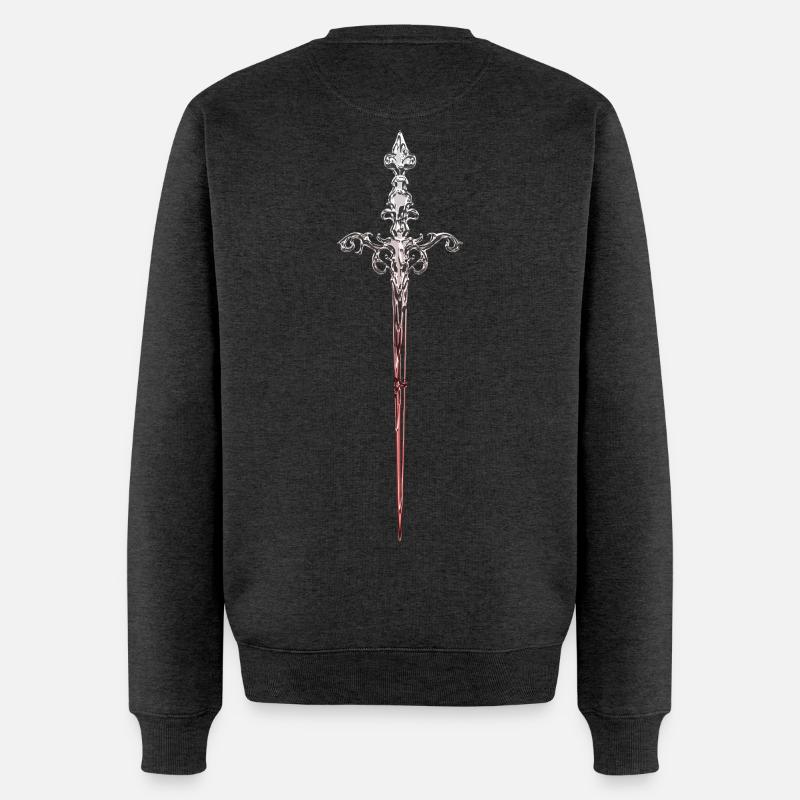 Stahlsilberschwert, gotisches Mittelalter - Männer Premium Bio Pullover - Anthrazit meliert