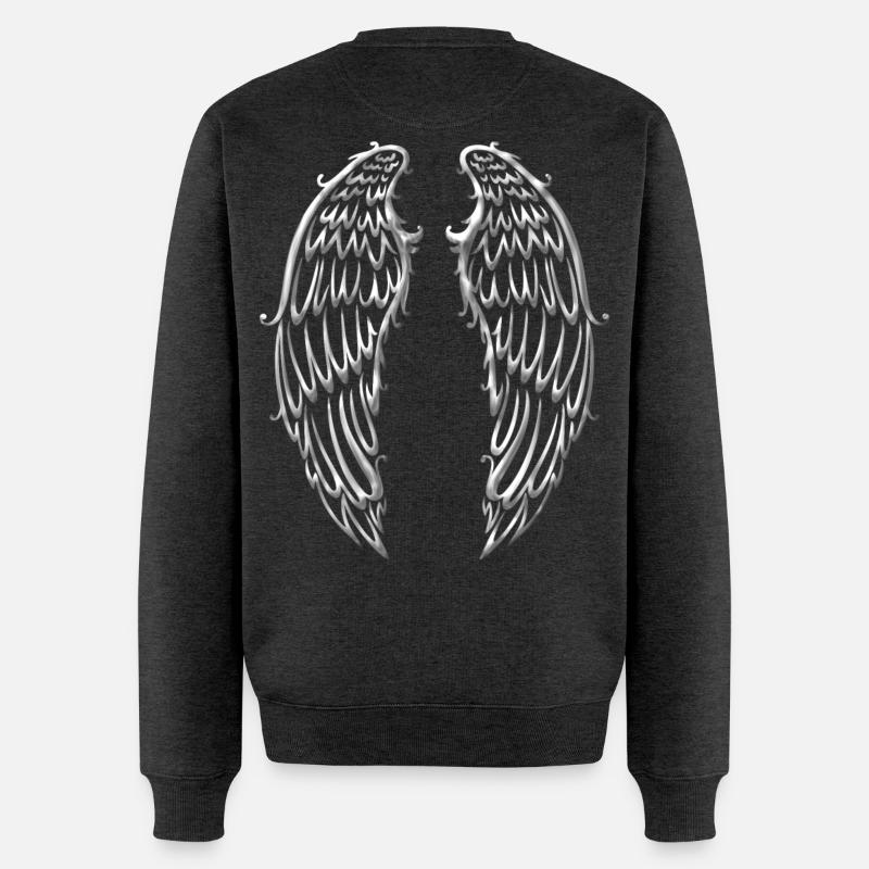 Große Flügel, Engelsflügel, silber - Männer Premium Bio Pullover - Anthrazit meliert