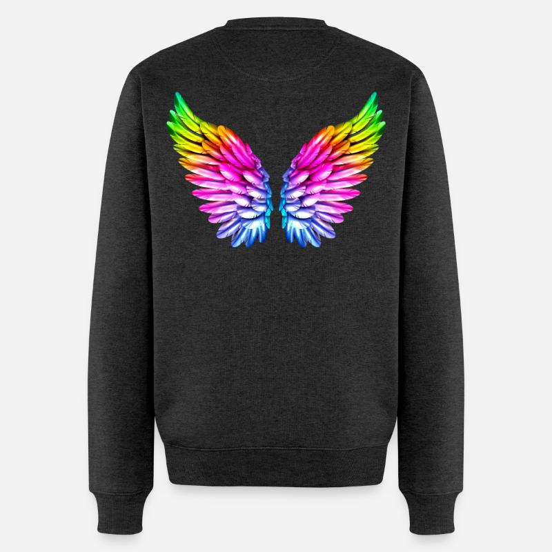 LGBT Engelsflügel Engel Flügel Bunt Regenbogen - Männer Premium Bio Pullover - Anthrazit meliert