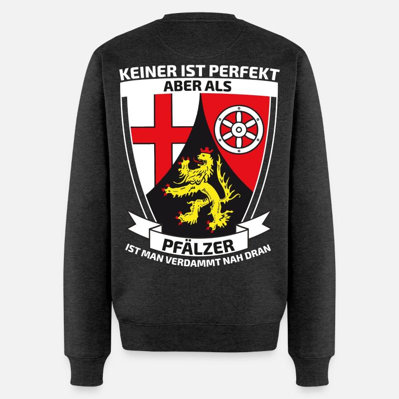Keiner ist perfekt aber als Pfälzer - Männer Premium Bio Pullover - Anthrazit meliert