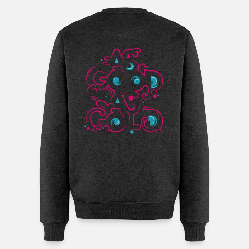 Neon Blumen Ornament - Männer Premium Bio Pullover - Anthrazit meliert