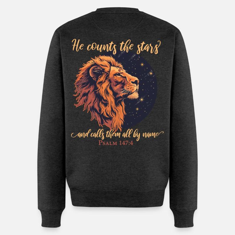 Löwe Bibelvers Christlich - Männer Premium Bio Pullover - Anthrazit meliert