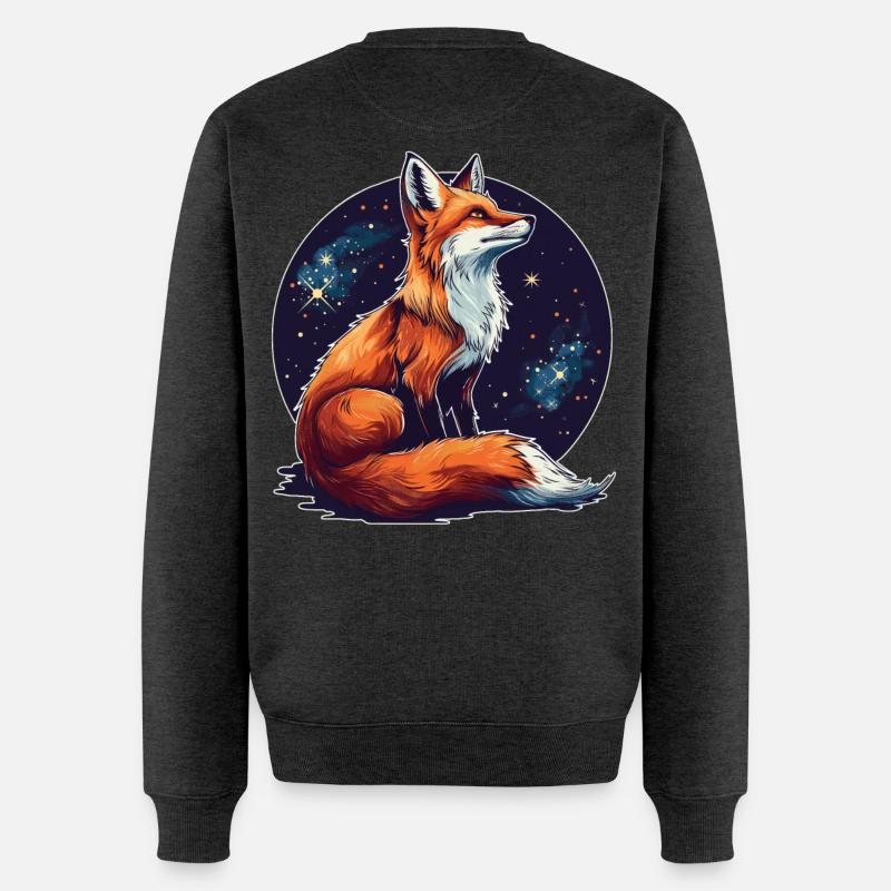 Fuchs mit Sternen - Männer Premium Bio Pullover - Anthrazit meliert