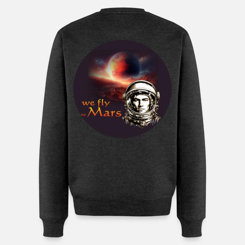 Marsflug Retro Astronaut - Männer Premium Bio Pullover - Anthrazit meliert