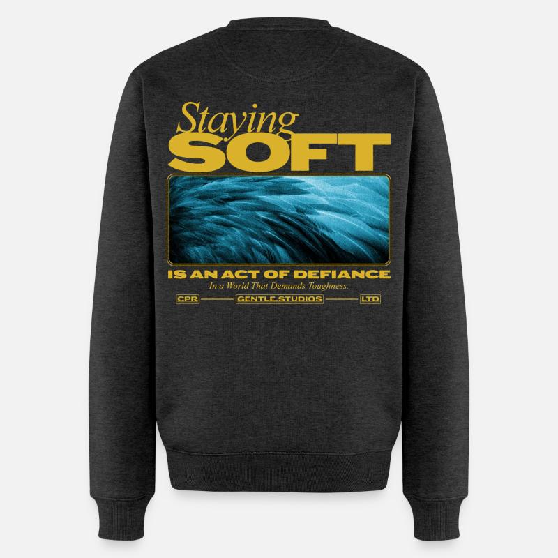Staying Soft – Kraft in Sanftheit - Männer Premium Bio Pullover - Anthrazit meliert