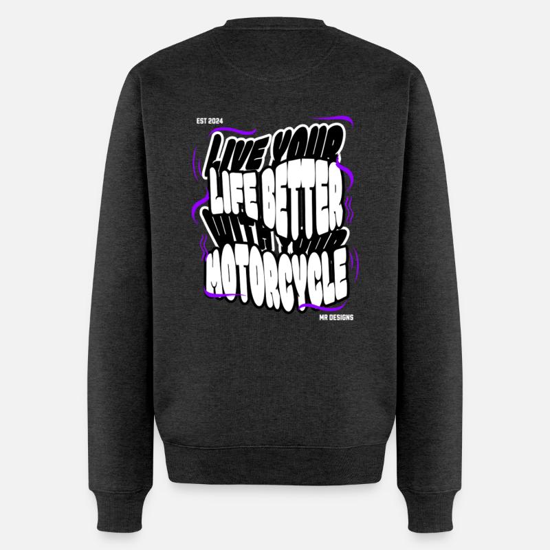 Motorcycle x MR DESIGNS  - Männer Premium Bio Pullover - Anthrazit meliert