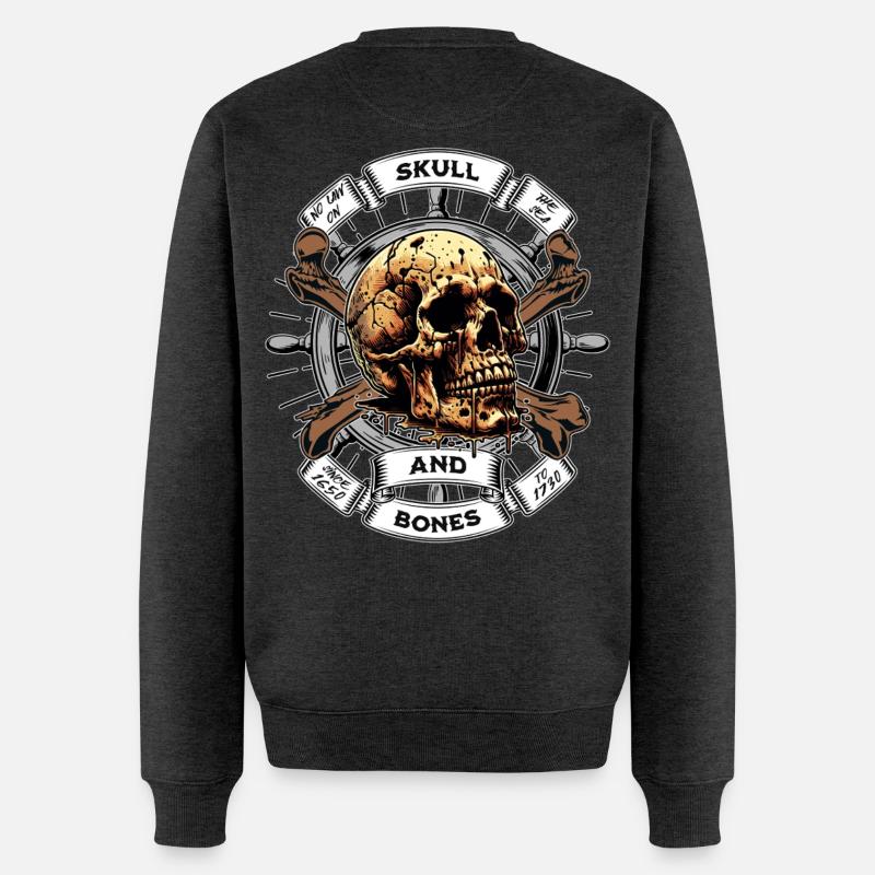 Skull and Bones Pirat - Männer Premium Bio Pullover - Anthrazit meliert