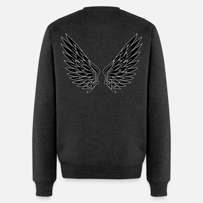 Noir Blanc Paire D’ailes - Pull Premium bio Homme - anthracite chiné