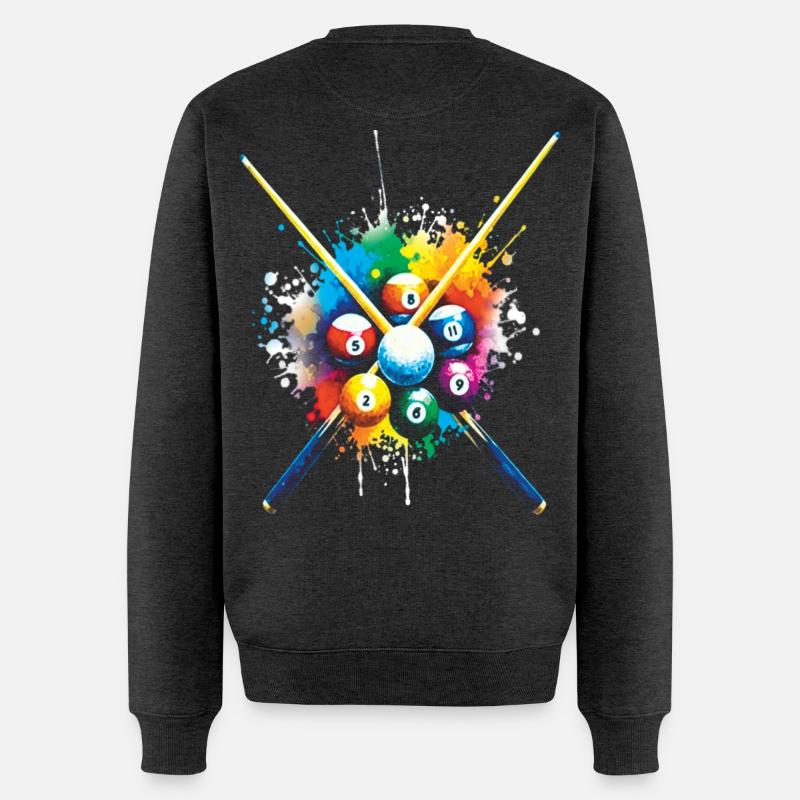 Billard – Illustration von bunten Billardkugeln - Männer Premium Bio Pullover - Anthrazit meliert