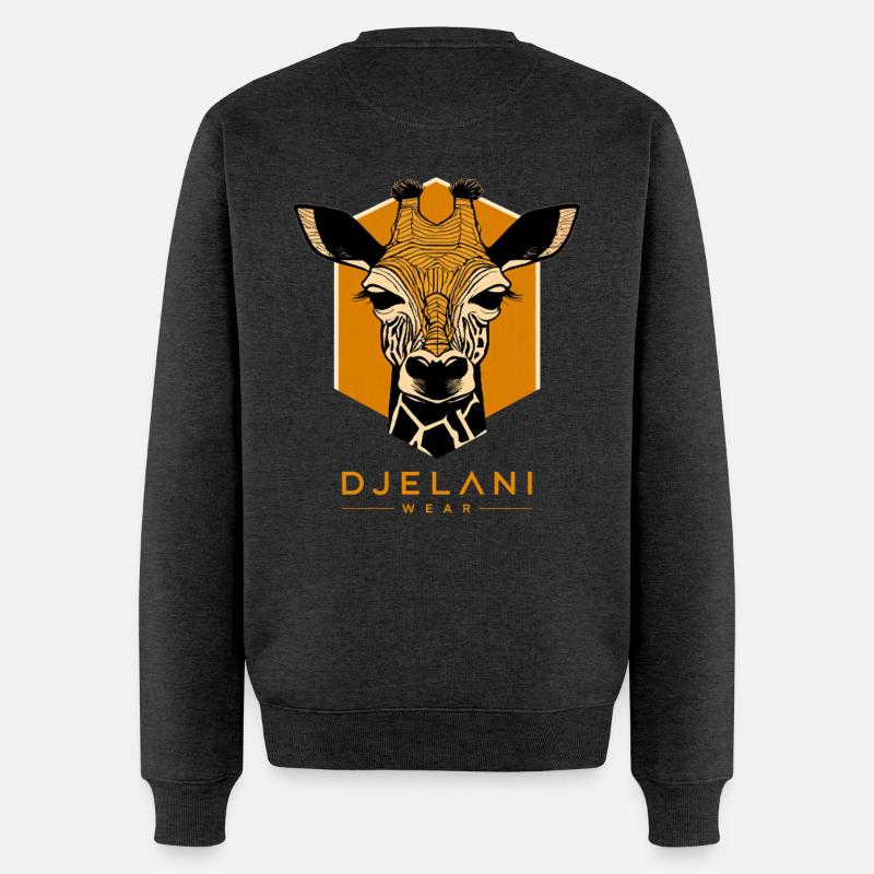 Geometrische Giraffe in Ocker - Männer Premium Bio Pullover - Anthrazit meliert