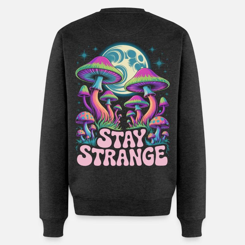 Stay Strange Mushroom Art - Männer Premium Bio Pullover - Anthrazit meliert