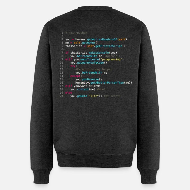 Sei mit Programmierern befreundet (in Python) - Männer Premium Bio Pullover - Anthrazit meliert