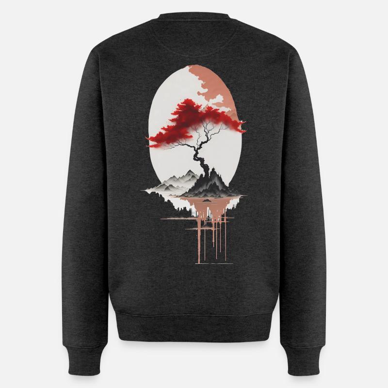 asiatische Insel - Männer Premium Bio Pullover - Anthrazit meliert