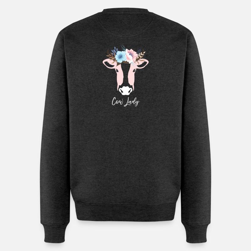 Rinderdame - Männer Premium Bio Pullover - Anthrazit meliert