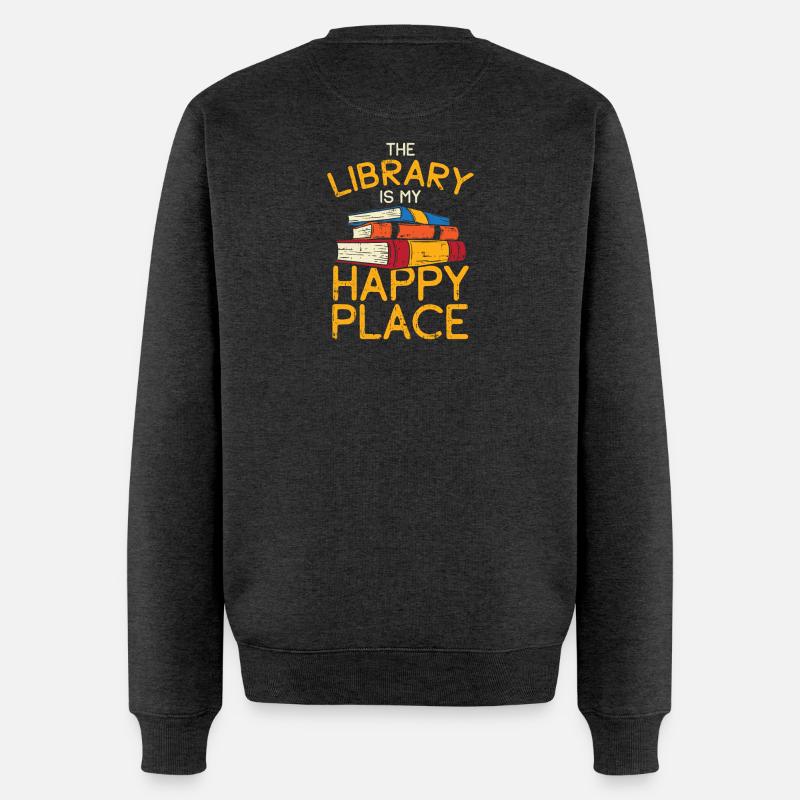 Bibliothek Bücher Lesen Geschenk - Männer Premium Bio Pullover - Anthrazit meliert