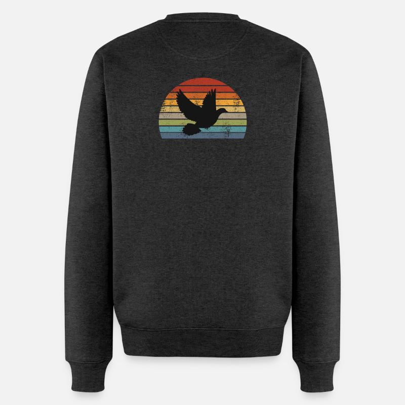 Taube Retro - Männer Premium Bio Pullover - Anthrazit meliert