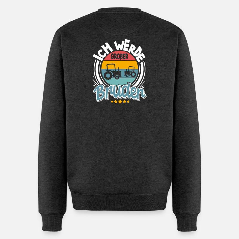 Ich Werde Großer Bruder Traktor - Männer Premium Bio Pullover - Anthrazit meliert