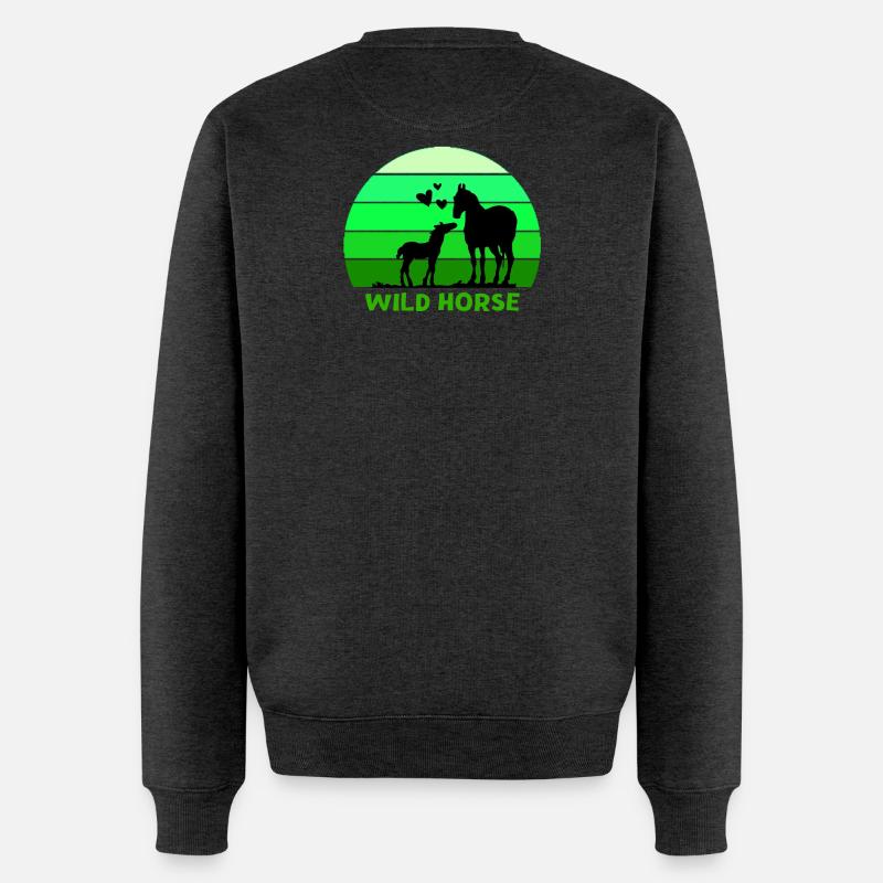 cheval, cheval sauvage, passionné de chevaux - Pull Premium bio Homme - anthracite chiné
