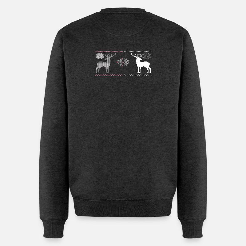 Weihnachten, Rentiere - Männer Premium Bio Pullover - Anthrazit meliert