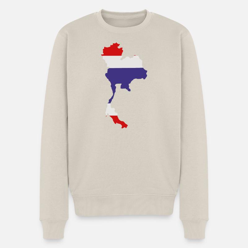 Carte de la Thaïlande avec drapeau - Pull Premium bio Homme - beige