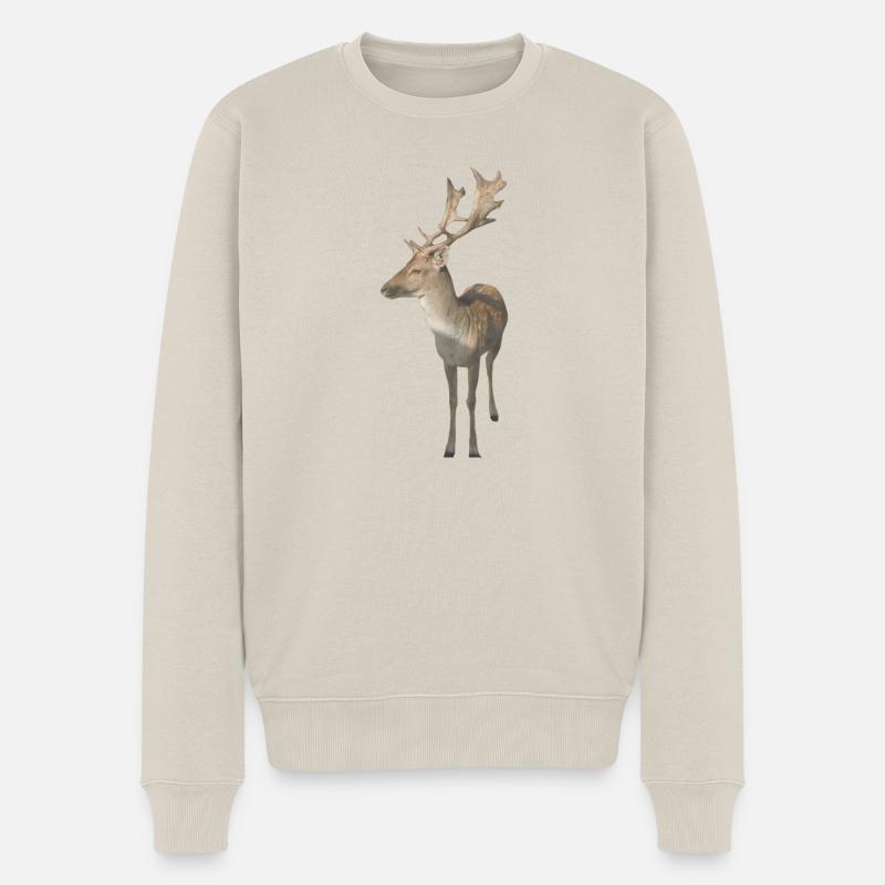 Cerf - Pull Premium bio Homme - beige
