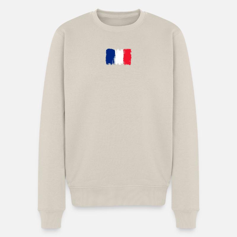 Drapeau Bleu Blanc Rouge Brush - Pull Premium bio Homme - beige