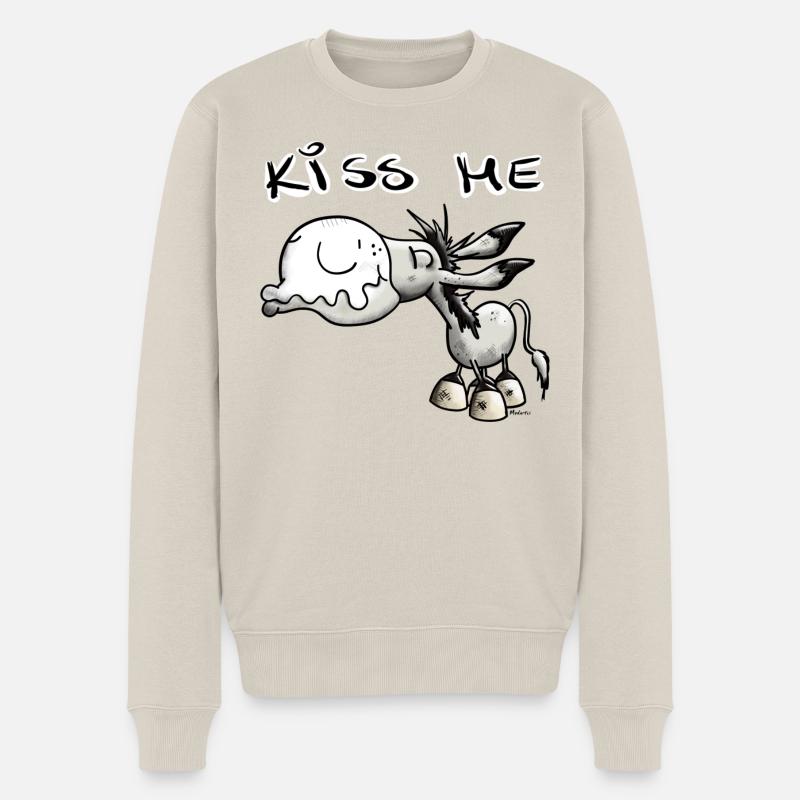 Es ist Kuss Esel Zeit - Männer Premium Bio Pullover - Beige